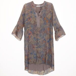 Nicole Made In Italy Silk Taupe Floral Dress